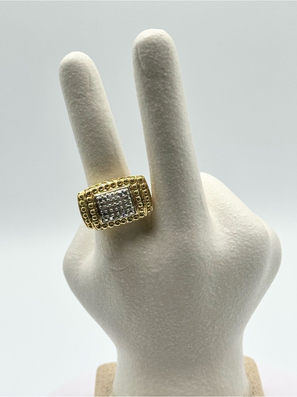 Yellow Gold & Silver Square Cluster Diamond Ring